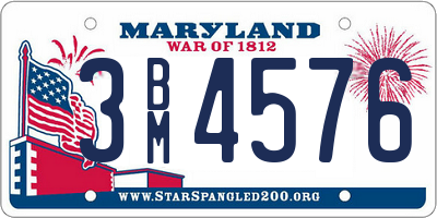 MD license plate 3BM4576