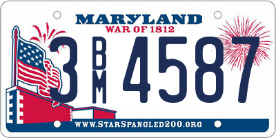 MD license plate 3BM4587