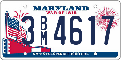 MD license plate 3BM4617