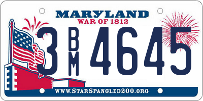 MD license plate 3BM4645