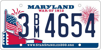 MD license plate 3BM4654