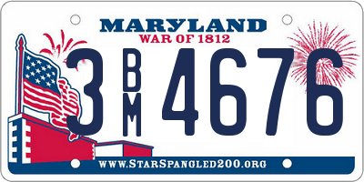 MD license plate 3BM4676