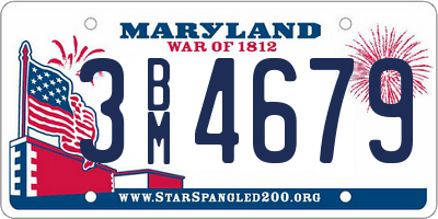 MD license plate 3BM4679