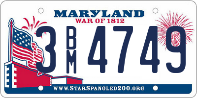 MD license plate 3BM4749