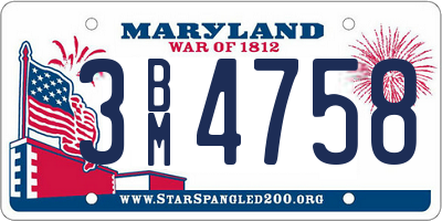 MD license plate 3BM4758