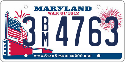 MD license plate 3BM4763