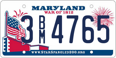 MD license plate 3BM4765