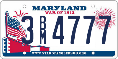 MD license plate 3BM4777