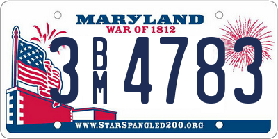 MD license plate 3BM4783
