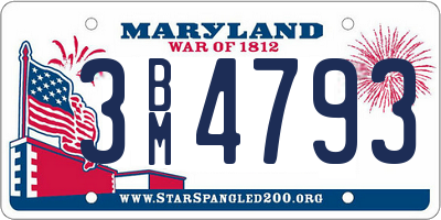 MD license plate 3BM4793