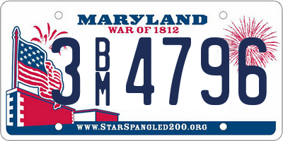 MD license plate 3BM4796