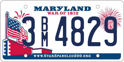 MD license plate 3BM4829
