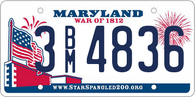 MD license plate 3BM4836