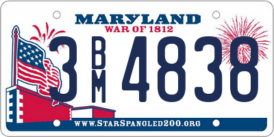 MD license plate 3BM4838