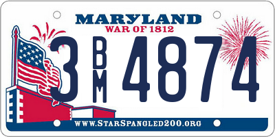 MD license plate 3BM4874