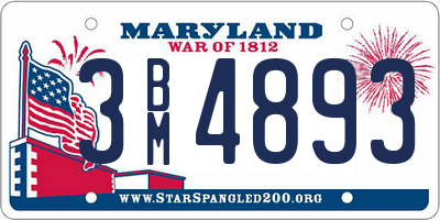 MD license plate 3BM4893