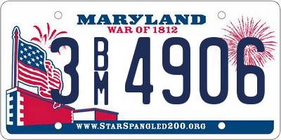 MD license plate 3BM4906