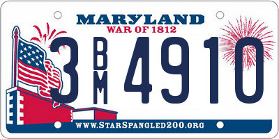 MD license plate 3BM4910
