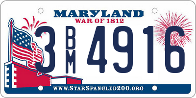 MD license plate 3BM4916