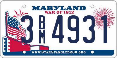 MD license plate 3BM4931