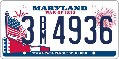 MD license plate 3BM4936