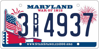MD license plate 3BM4937