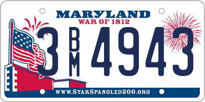 MD license plate 3BM4943