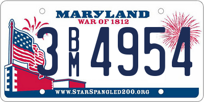 MD license plate 3BM4954