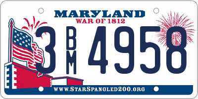 MD license plate 3BM4958