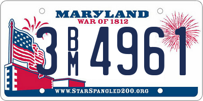 MD license plate 3BM4961