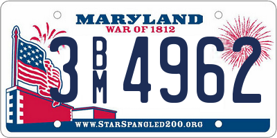 MD license plate 3BM4962