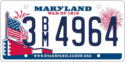 MD license plate 3BM4964