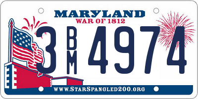 MD license plate 3BM4974