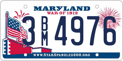 MD license plate 3BM4976