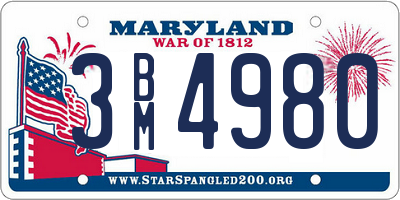 MD license plate 3BM4980