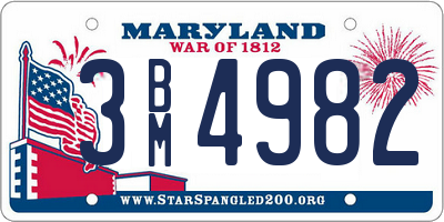 MD license plate 3BM4982