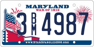 MD license plate 3BM4987