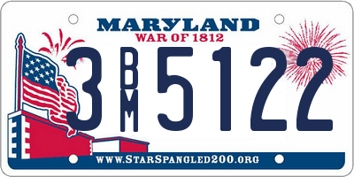MD license plate 3BM5122