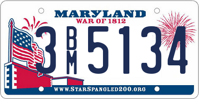 MD license plate 3BM5134