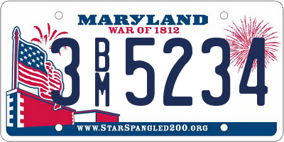 MD license plate 3BM5234