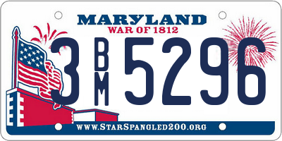 MD license plate 3BM5296