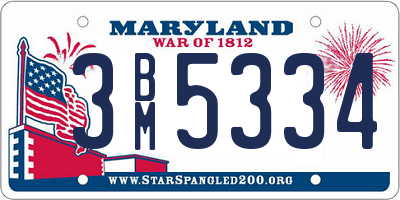 MD license plate 3BM5334