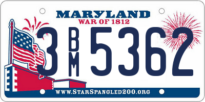 MD license plate 3BM5362