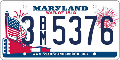 MD license plate 3BM5376