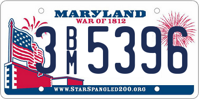 MD license plate 3BM5396