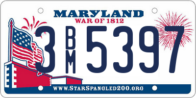 MD license plate 3BM5397