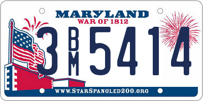 MD license plate 3BM5414