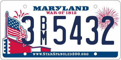 MD license plate 3BM5432
