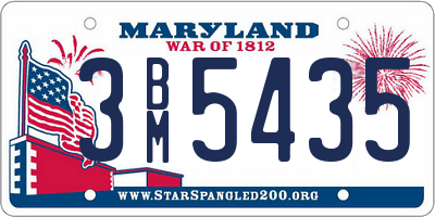 MD license plate 3BM5435