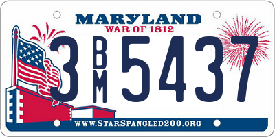 MD license plate 3BM5437